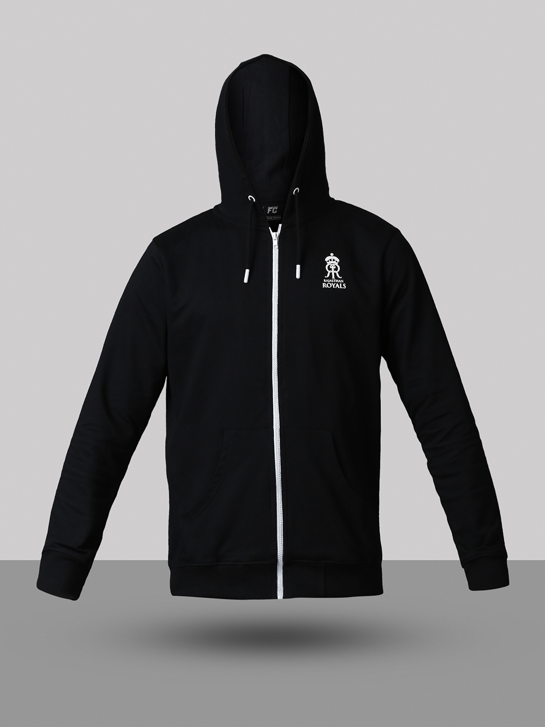 Rajasthan Royals Men Black Hooded Full Sleeves Front-Open Sweatshirt (8)