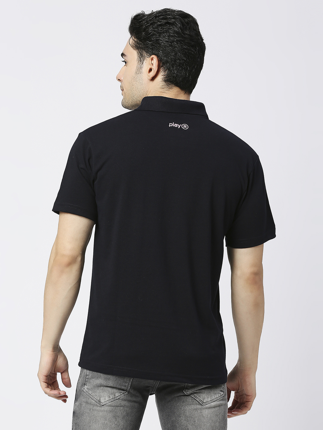 Rajasthan Royals Men Black Solid Half Sleeves Polo Collar Cotton T-Shirt (4)