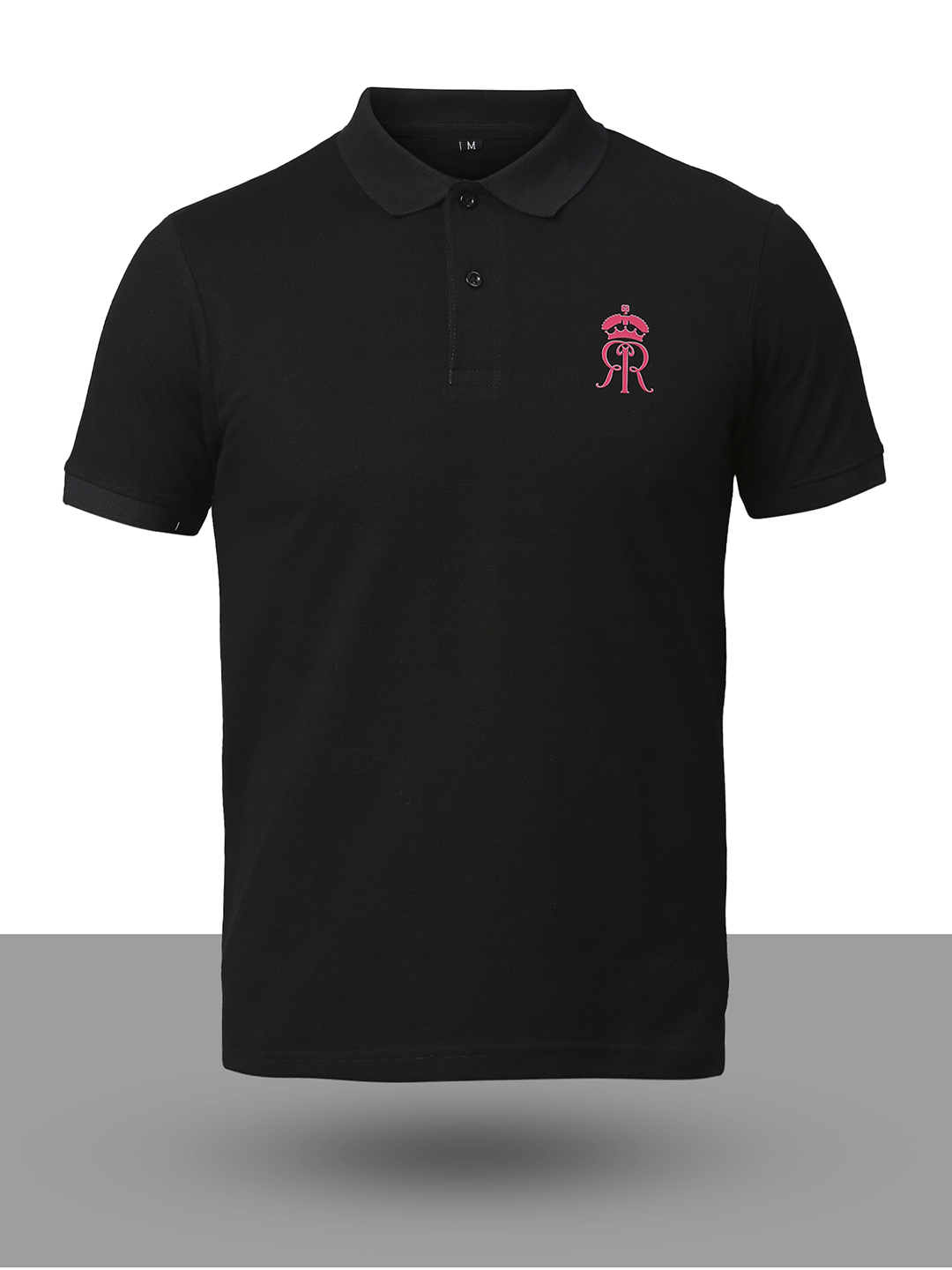 Rajasthan Royals Men Black Solid Half Sleeves Polo Collar Halla Bol Cotton T-Shirt (7)