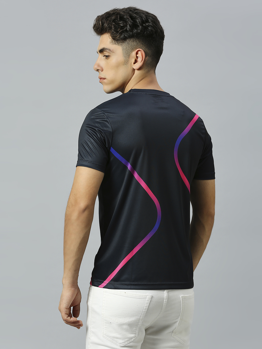 Rajasthan Royals Men Black Solid Half Sleeves Round Neck Polyester T-Shirt (4)