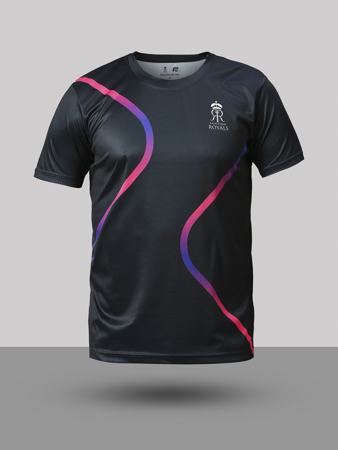 Rajasthan Royals Men Black Solid Half Sleeves Round Neck Polyester T-Shirt (8)