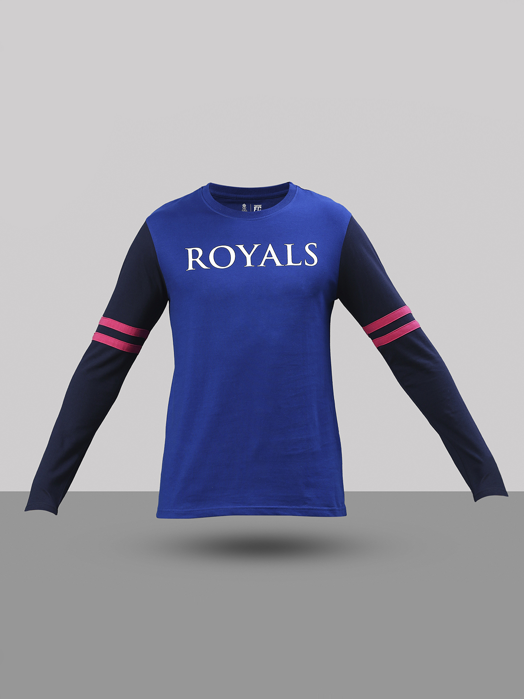 Rajasthan Royals Men Blue and Black Colourblocked Full Sleeves Round Neck Cotton T-Shirt (2)