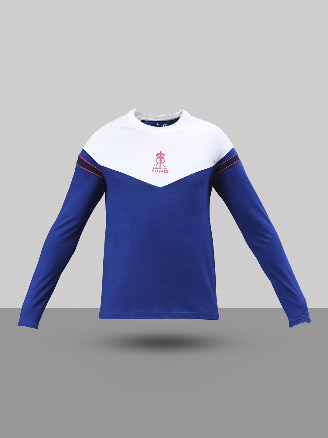 Rajasthan Royals Men Blue and White Colourblocked Full Sleeves Polo Collar Cotton T-Shirt (2)