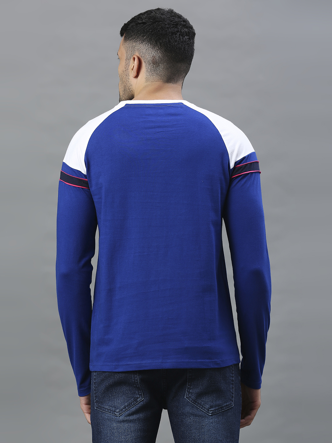 Rajasthan Royals Men Blue and White Colourblocked Full Sleeves Polo Collar Cotton T-Shirt (3)