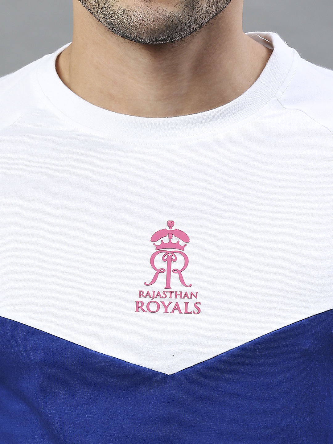 Rajasthan Royals Men Blue and White Colourblocked Full Sleeves Polo Collar Cotton T-Shirt (6)