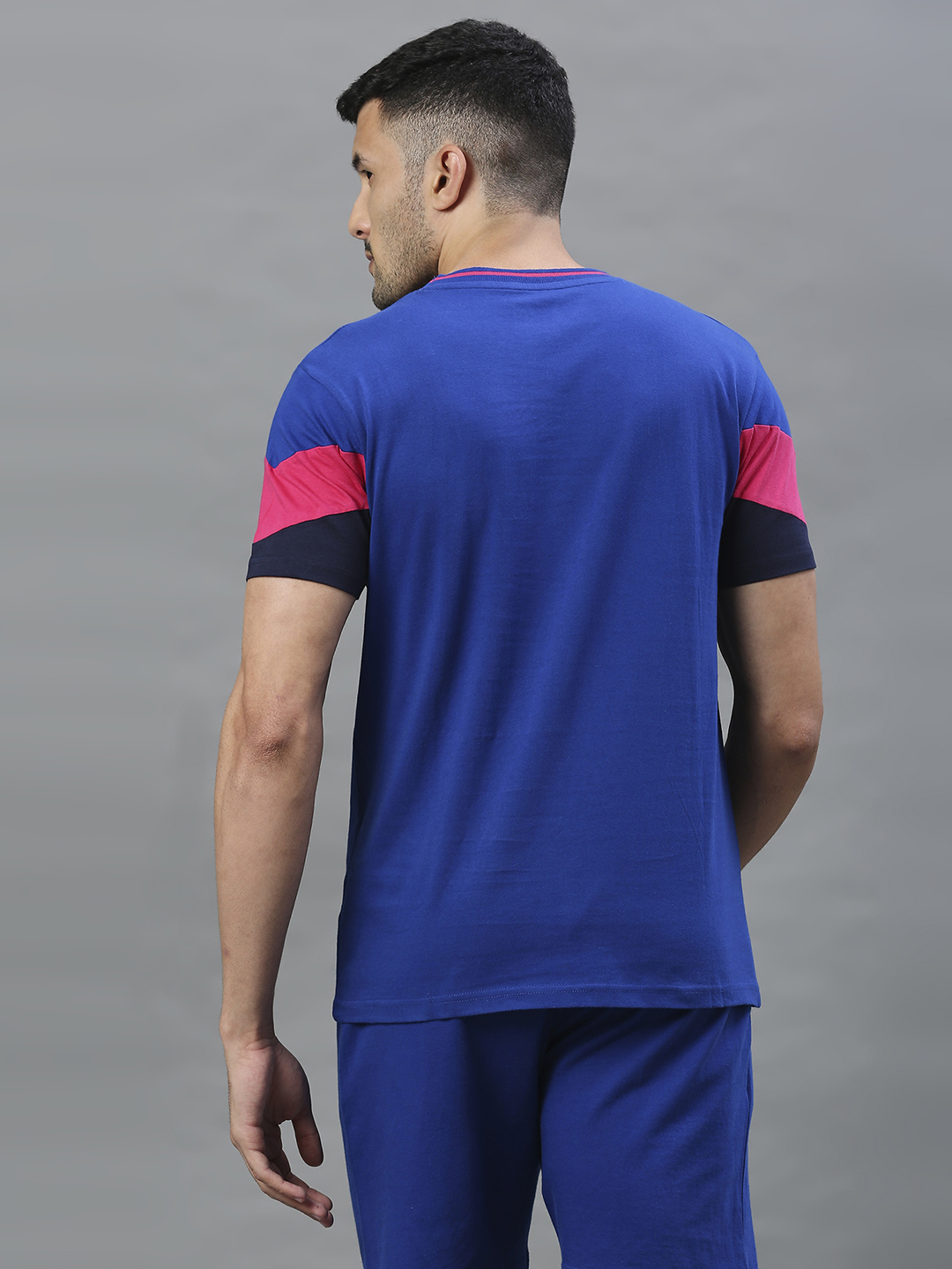 Rajasthan Royals Men Blue Solid Half Sleeves Round Neck Cotton T-Shirt (3)