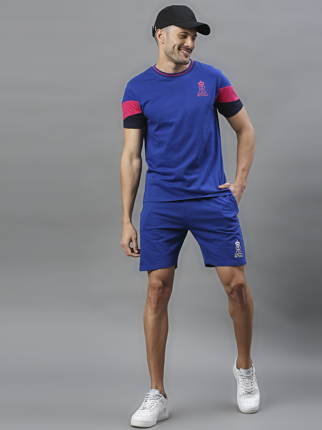 Rajasthan Royals Men Blue Solid Half Sleeves Round Neck Cotton T-Shirt (5)