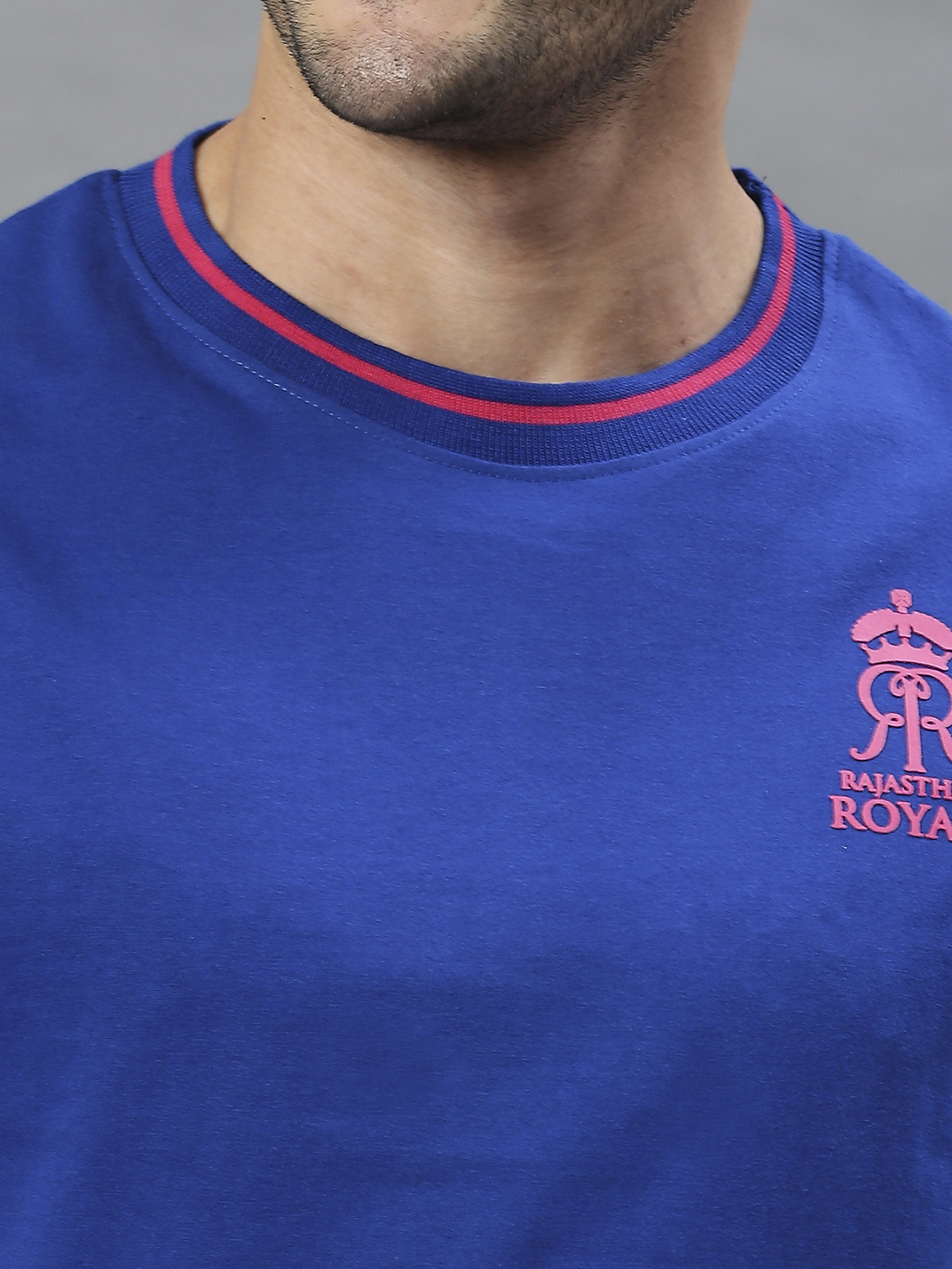 Rajasthan Royals Men Blue Solid Half Sleeves Round Neck Cotton T-Shirt (6)