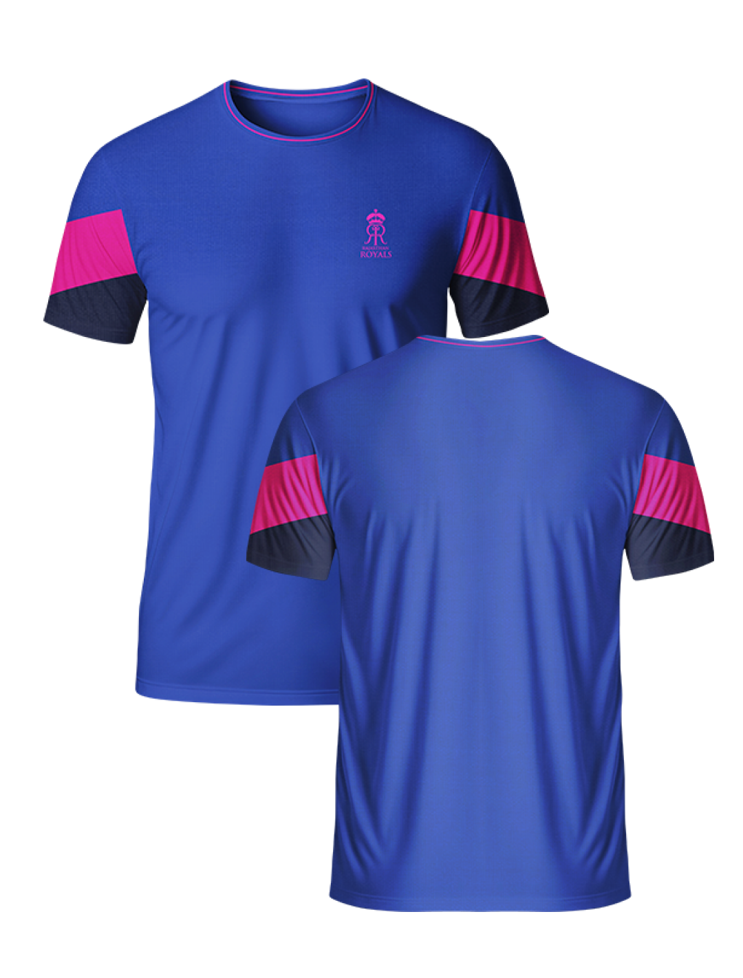 Rajasthan Royals Men Blue Solid Half Sleeves Round Neck Cotton T-Shirt: Customised With Your Name By FanCode (3)