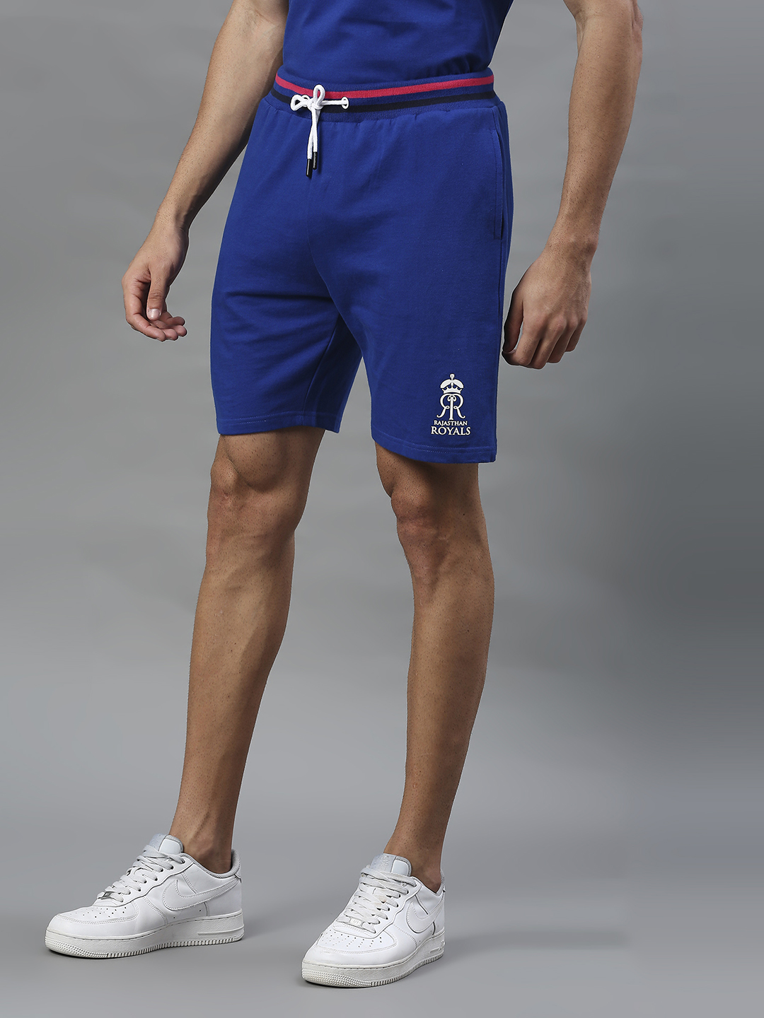 Rajasthan Royals Men Blue Solid Mid-Rise Cotton Sports Shorts (4)