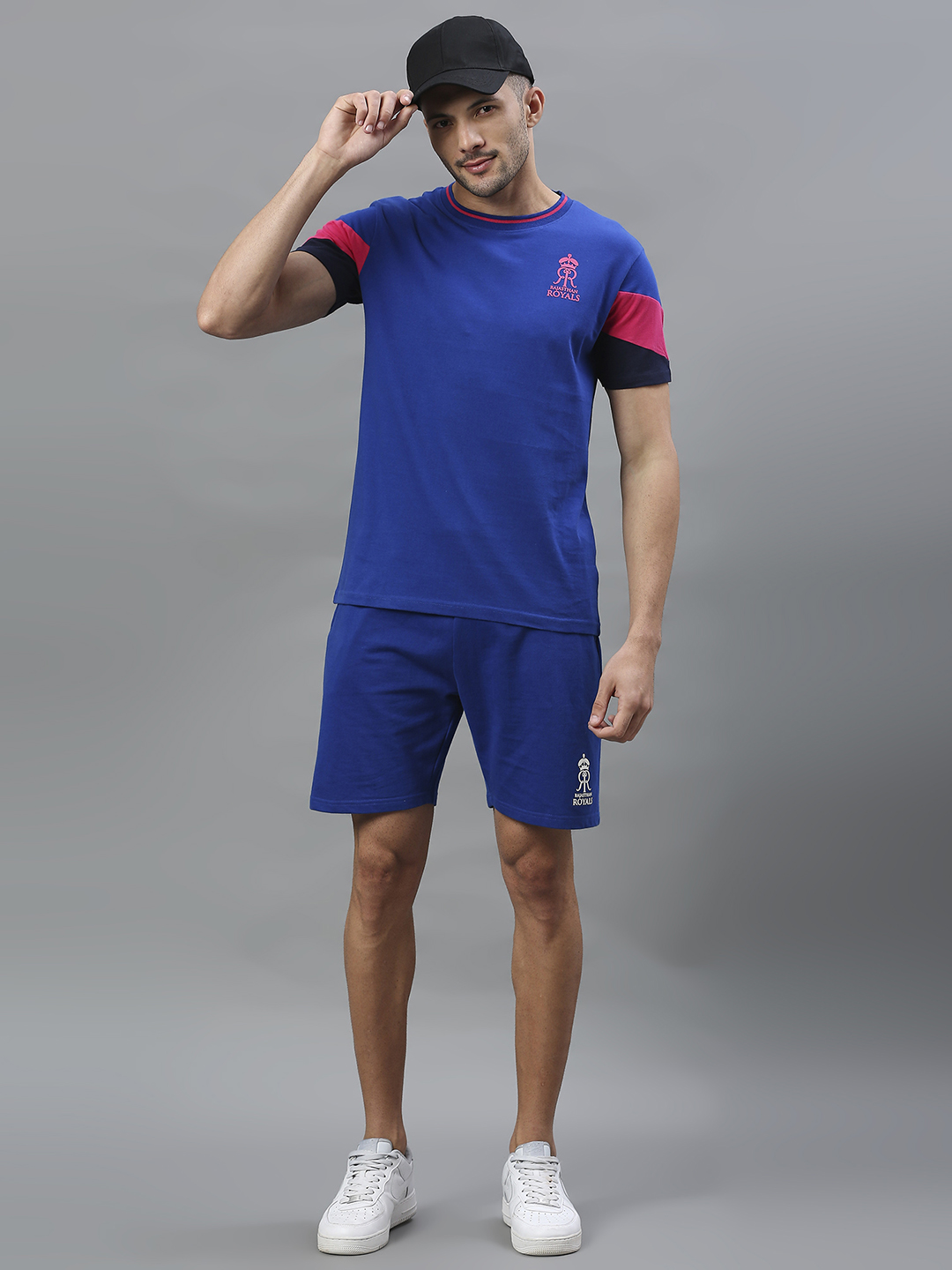 Rajasthan Royals Men Blue Solid Mid-Rise Cotton Sports Shorts (5)