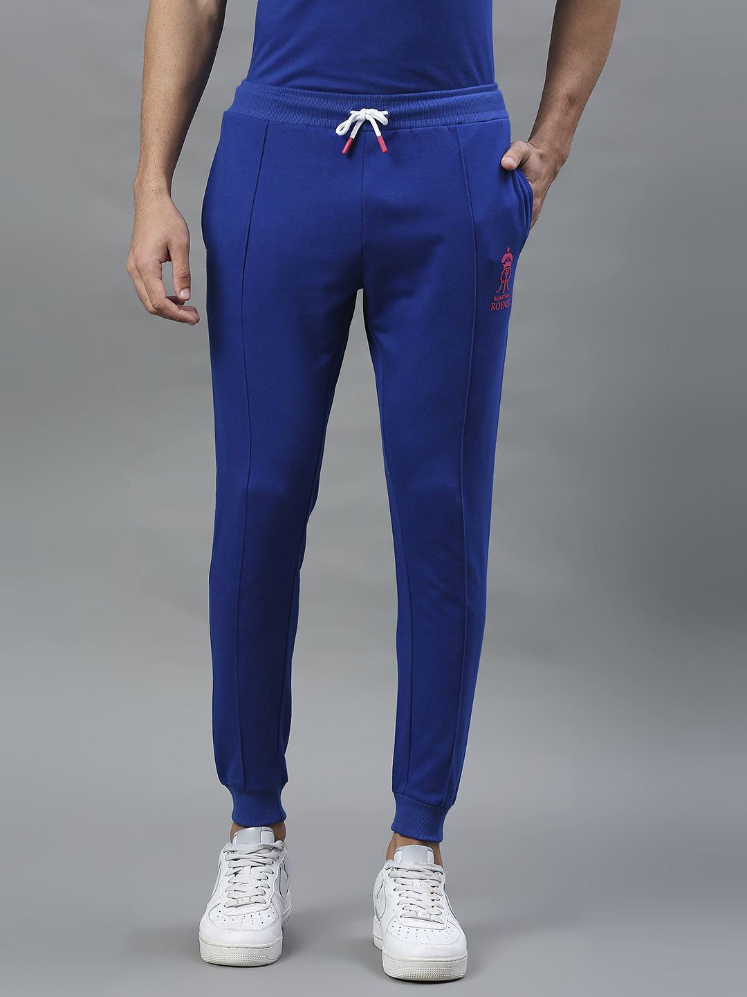 Rajasthan Royals Men Blue Solid Mid-Rise Cotton Training Regular Fit Joggers (1)