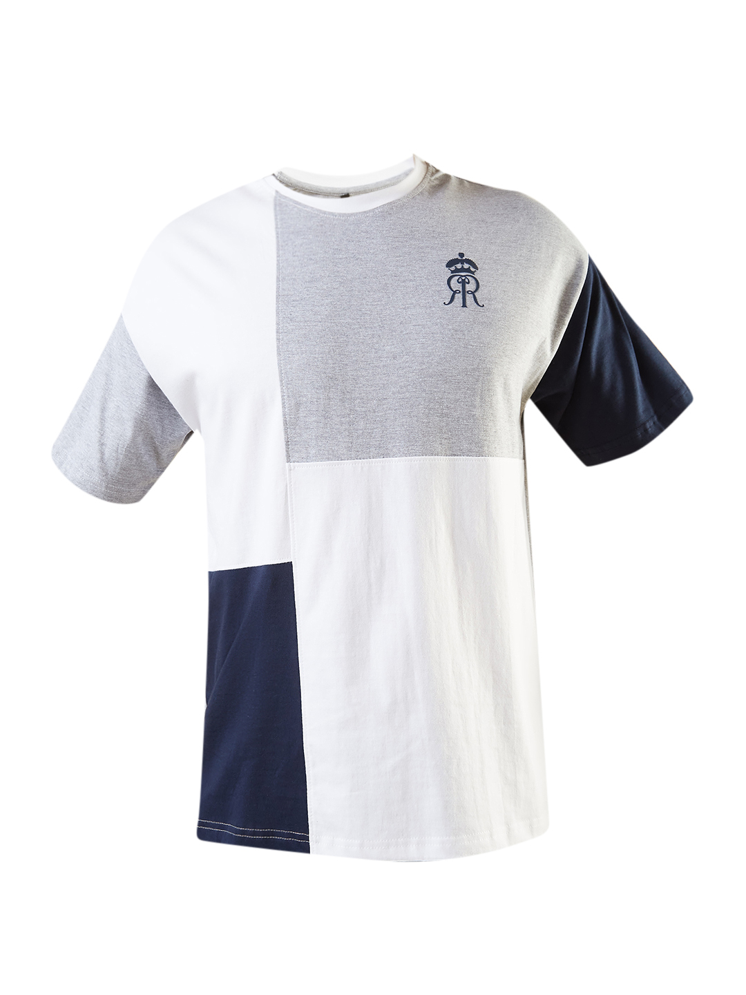 Rajasthan Royals Men Colourblocked Half Sleeves Round Neck Oversized T-Shirt (6)