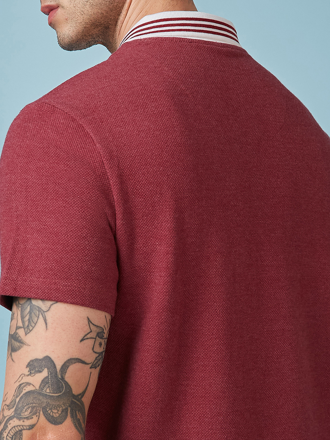 Rajasthan Royals Men Maroon Popcorn Textured Premium Cotton Polo Neck T-Shirt (6)