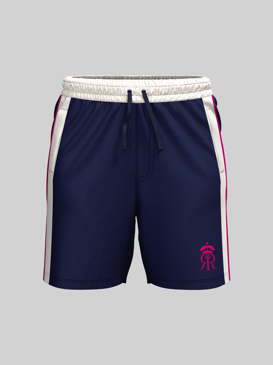 Rajasthan Royals Men Navy Blue and White Logo Printed Mid-Rise Regular Fit Running Shorts