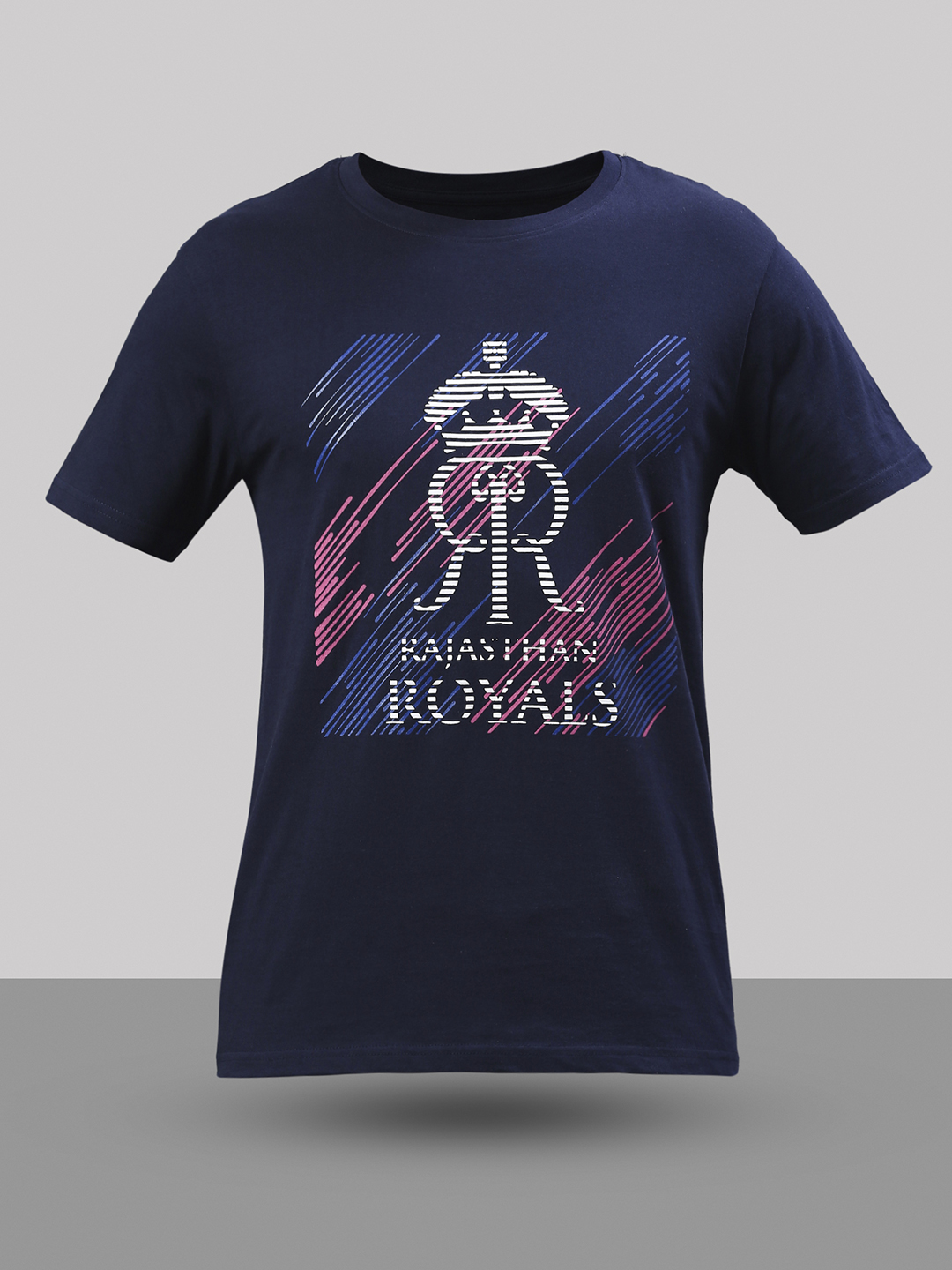 Rajasthan Royals Men Navy Blue Graphic Printed Half Sleeves Round Neck Cotton T-Shirt (2)