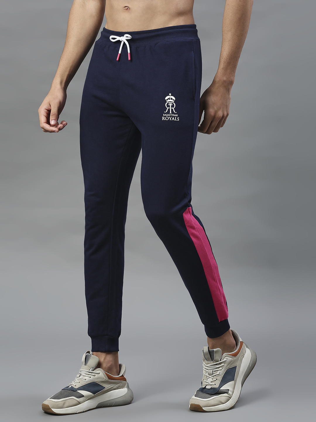 Rajasthan Royals Men Navy Blue Logo Printed Mid-Rise Cotton Training Regular Fit Joggers (4)
