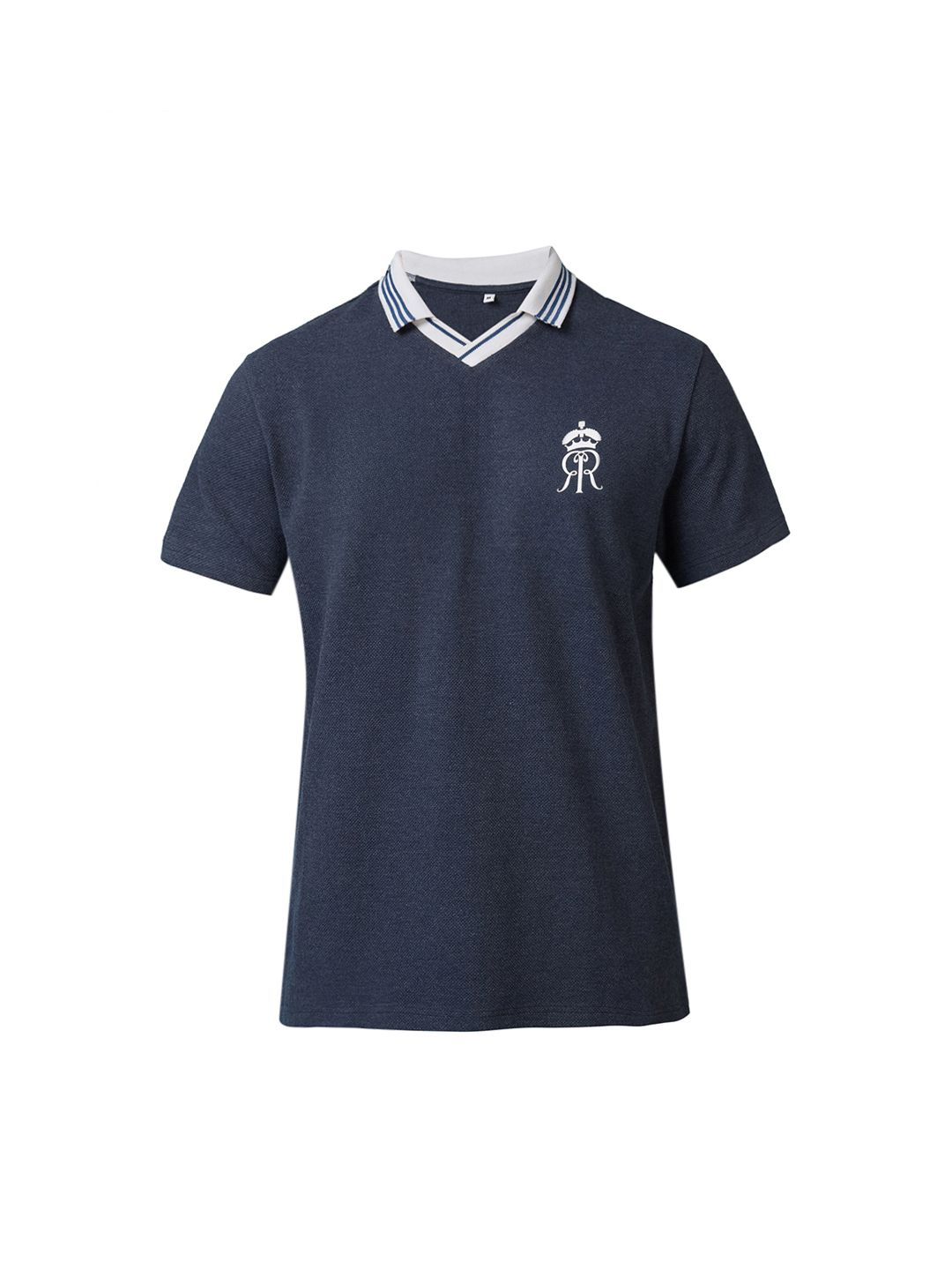 Rajasthan Royals Men Navy Blue Popcorn Textured Premium Cotton Polo Neck T-Shirt (8)