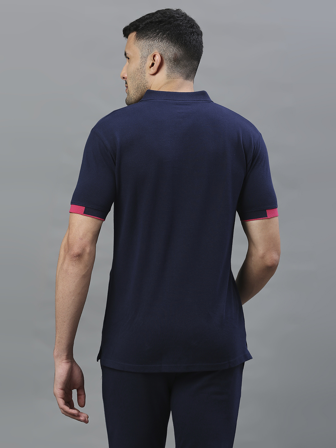 Rajasthan Royals Men Navy Blue Solid Half Sleeves Polo Collar Cotton T-Shirt (3)