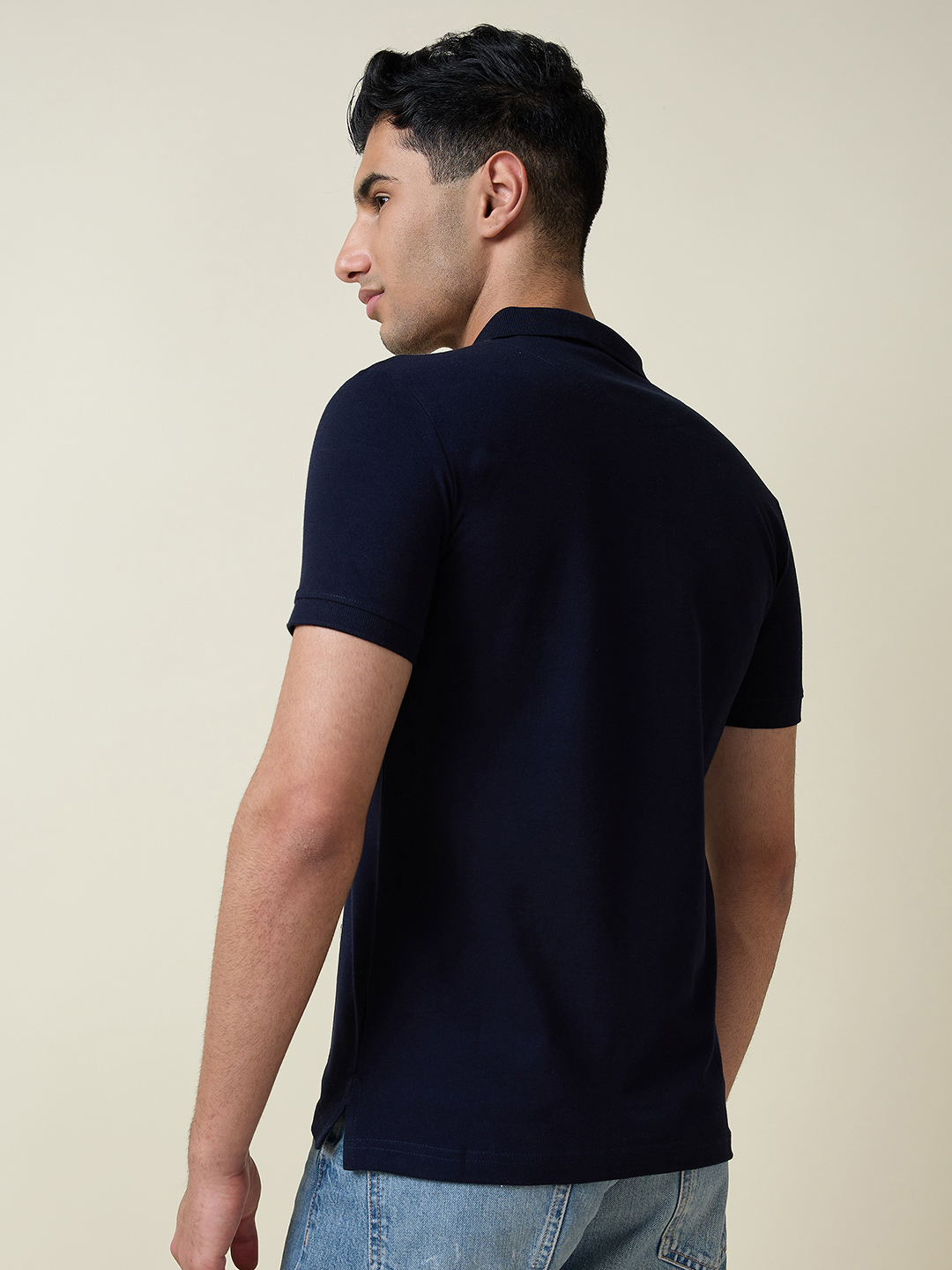 Rajasthan Royals Men Navy Blue Solid Half Sleeves Polo Collar Cotton T-Shirt (4)