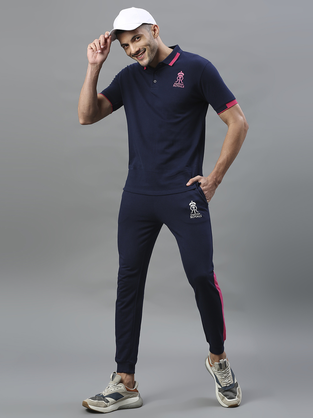Rajasthan Royals Men Navy Blue Solid Half Sleeves Polo Collar Cotton T-Shirt (5)