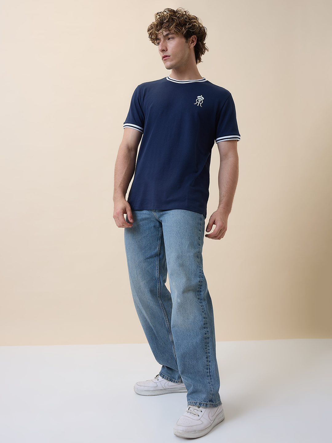 Rajasthan Royals Men Navy Blue Solid Half Sleeves Round Neck Cotton T-Shirt (5)