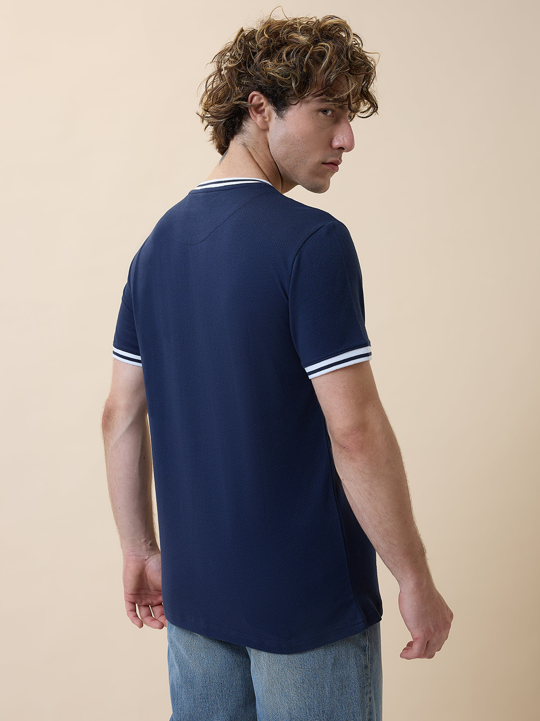 Rajasthan Royals Men Navy Blue Solid Half Sleeves Round Neck Cotton T-Shirt (3)