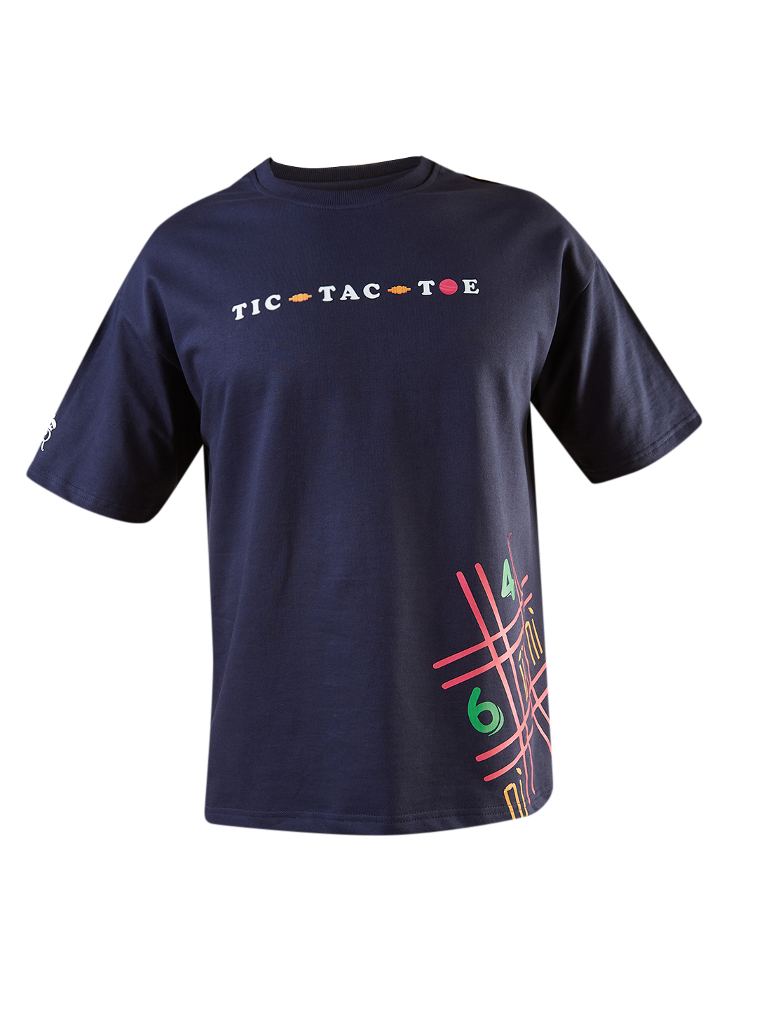Rajasthan Royals Men Navy Blue Tic Tac Toe Power Play Graphic Printed Oversized T-Shirt (7)