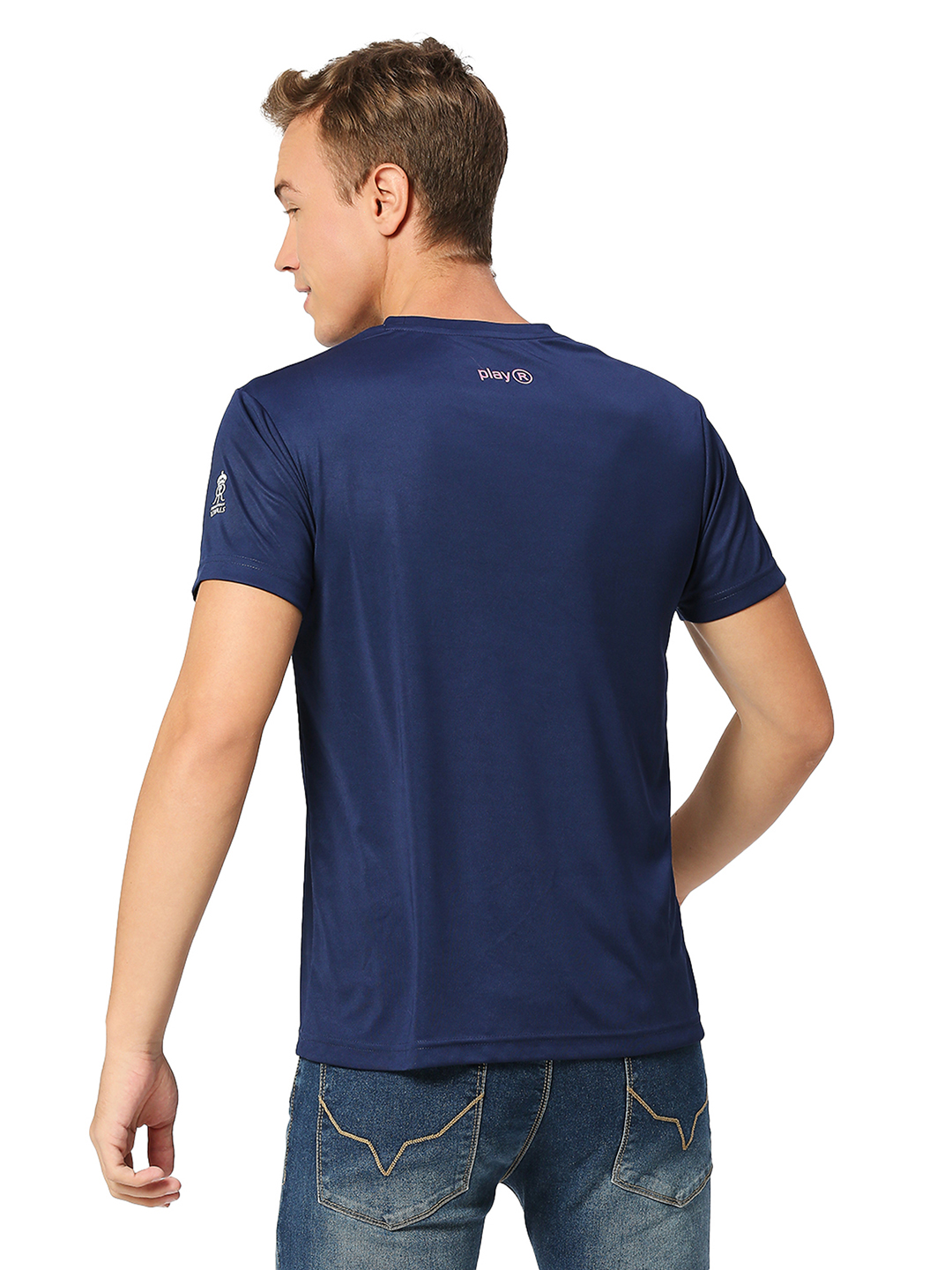 Rajasthan Royals Men Navy Blue Typography Printed Half Sleeves Round Neck Hala Bol Polyester T-Shirt (5)