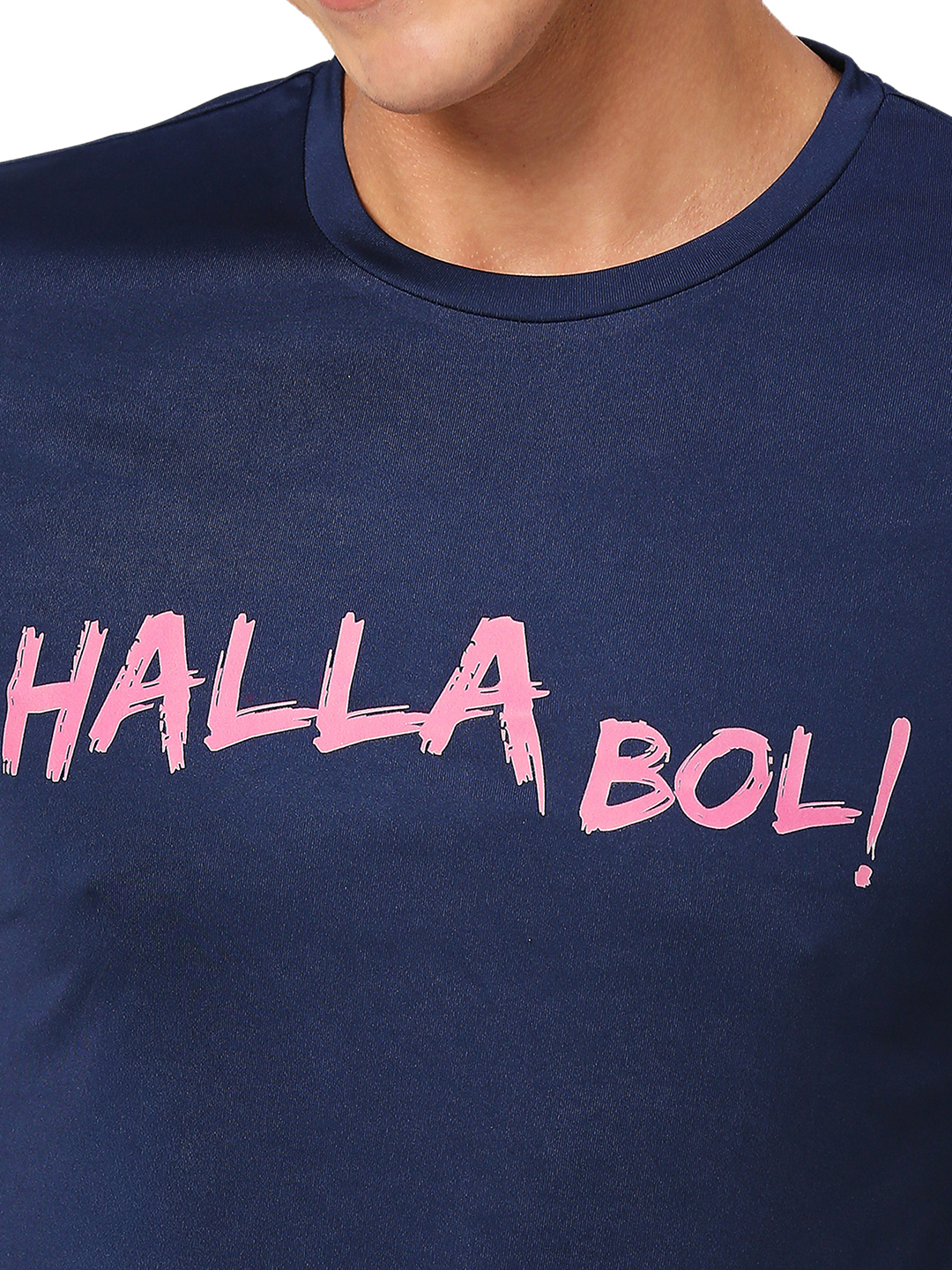 Rajasthan Royals Men Navy Blue Typography Printed Half Sleeves Round Neck Hala Bol Polyester T-Shirt (9)