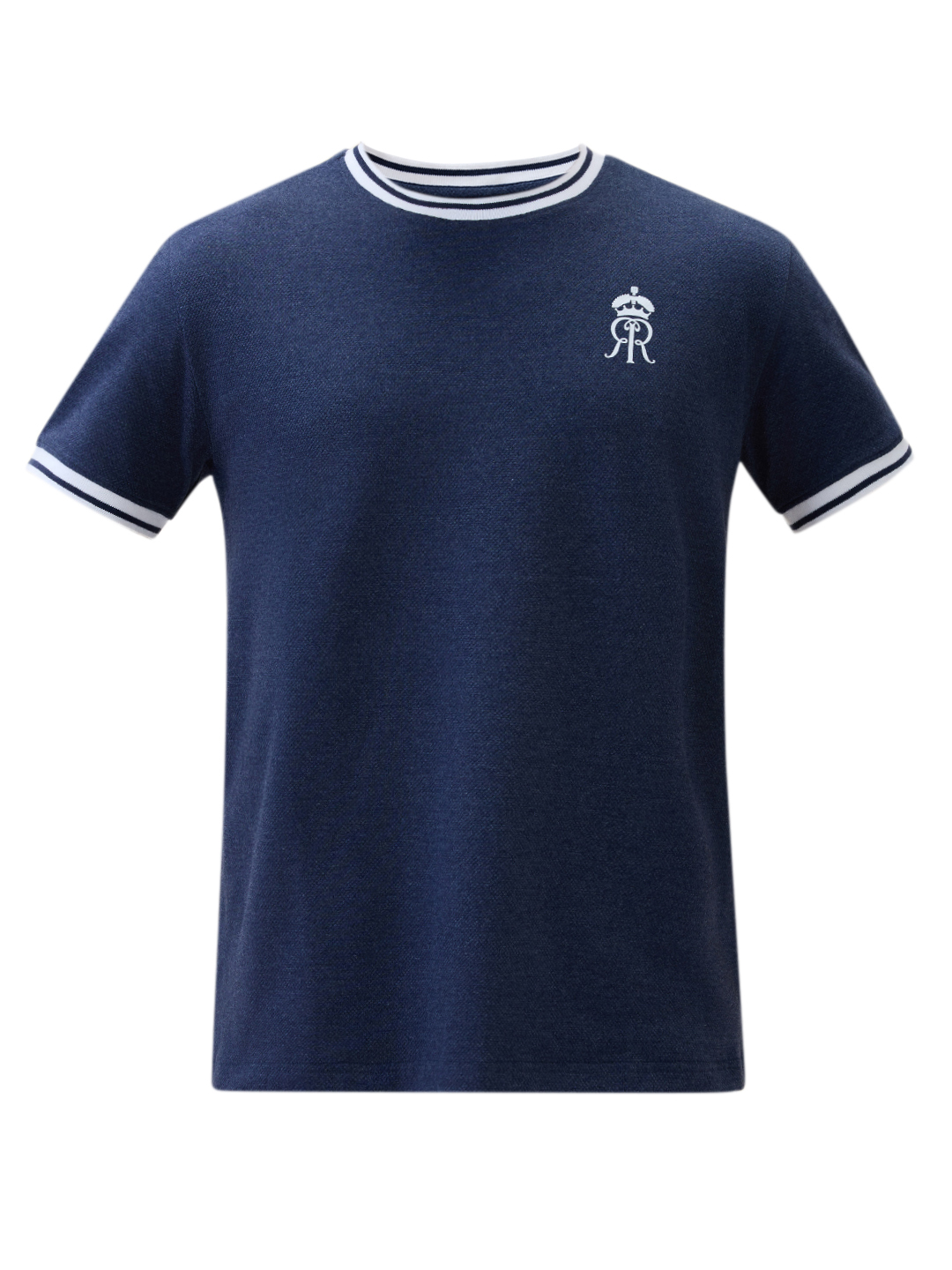 Rajasthan Royals Men Navy Melange Logo Printed Half Sleeves Round Neck Cotton T-Shirt (5)