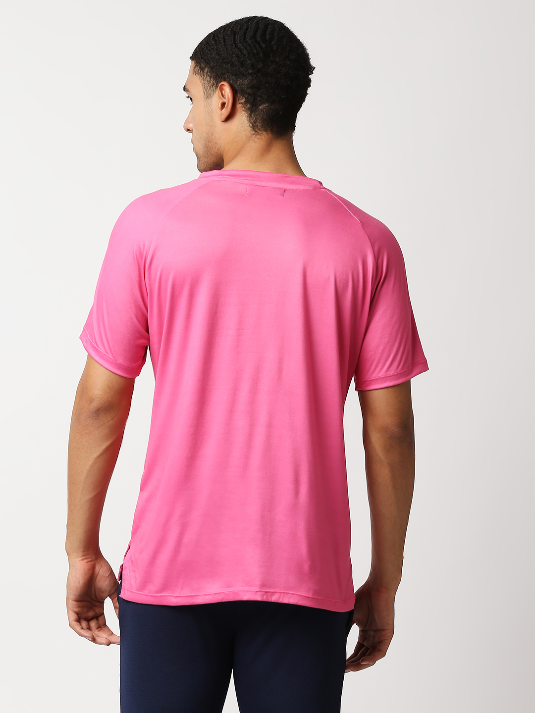 Rajasthan Royals Men Pink All Over Print Half Sleeves Round Neck Polyester Sports T-Shirt (4)
