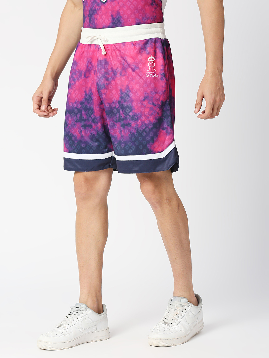 Rajasthan Royals Men Pink All Over Print Mid-Rise Polyester Sports Shorts (2)