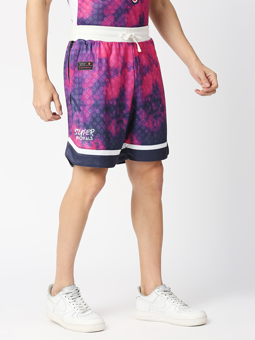 Rajasthan Royals Men Pink All Over Print Mid-Rise Polyester Sports Shorts (6)