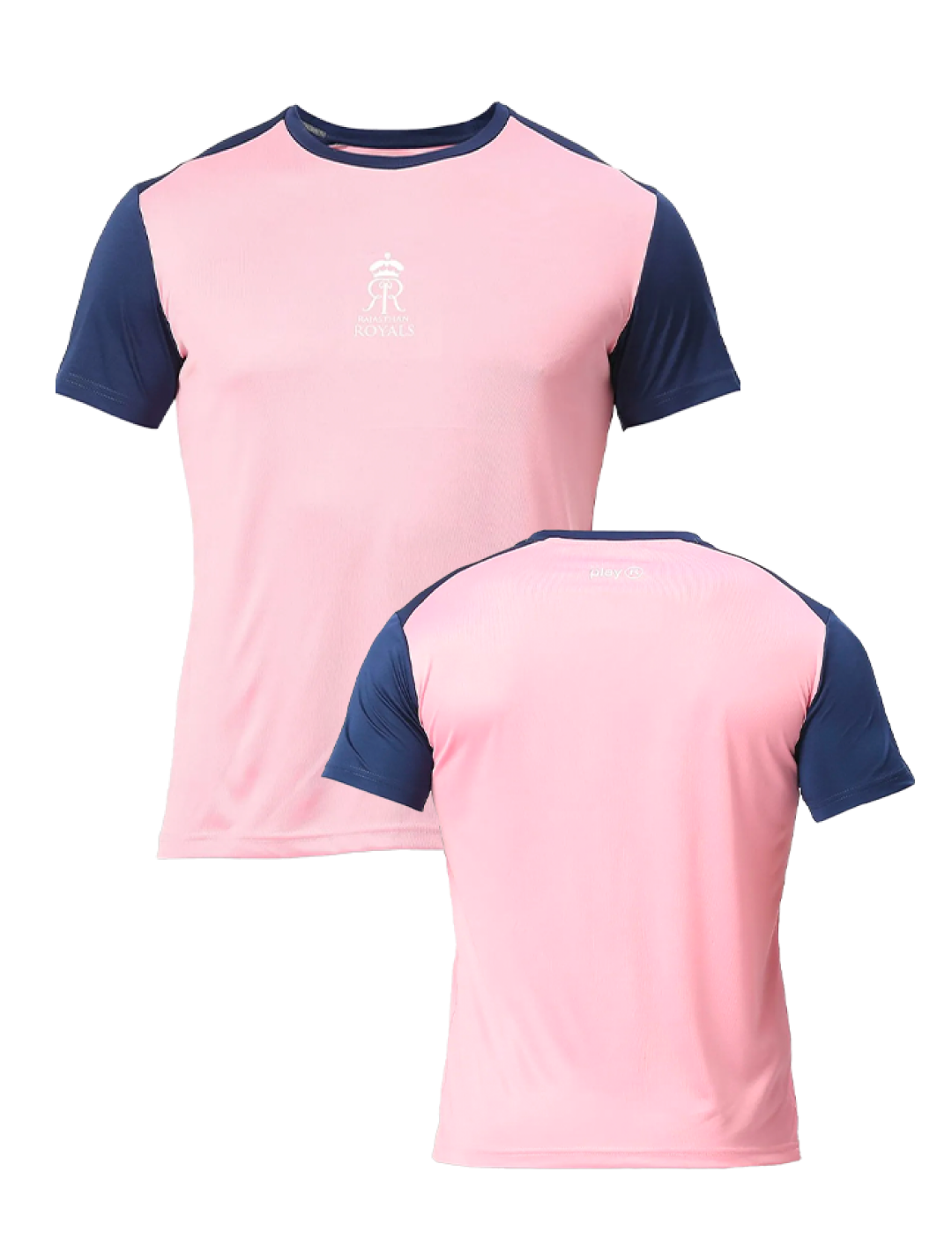 Rajasthan Royals Men Pink and Navy Blue Half Sleeves Round Neck Polyester T-Shirt: Customised With Your Name By FanCode (3)