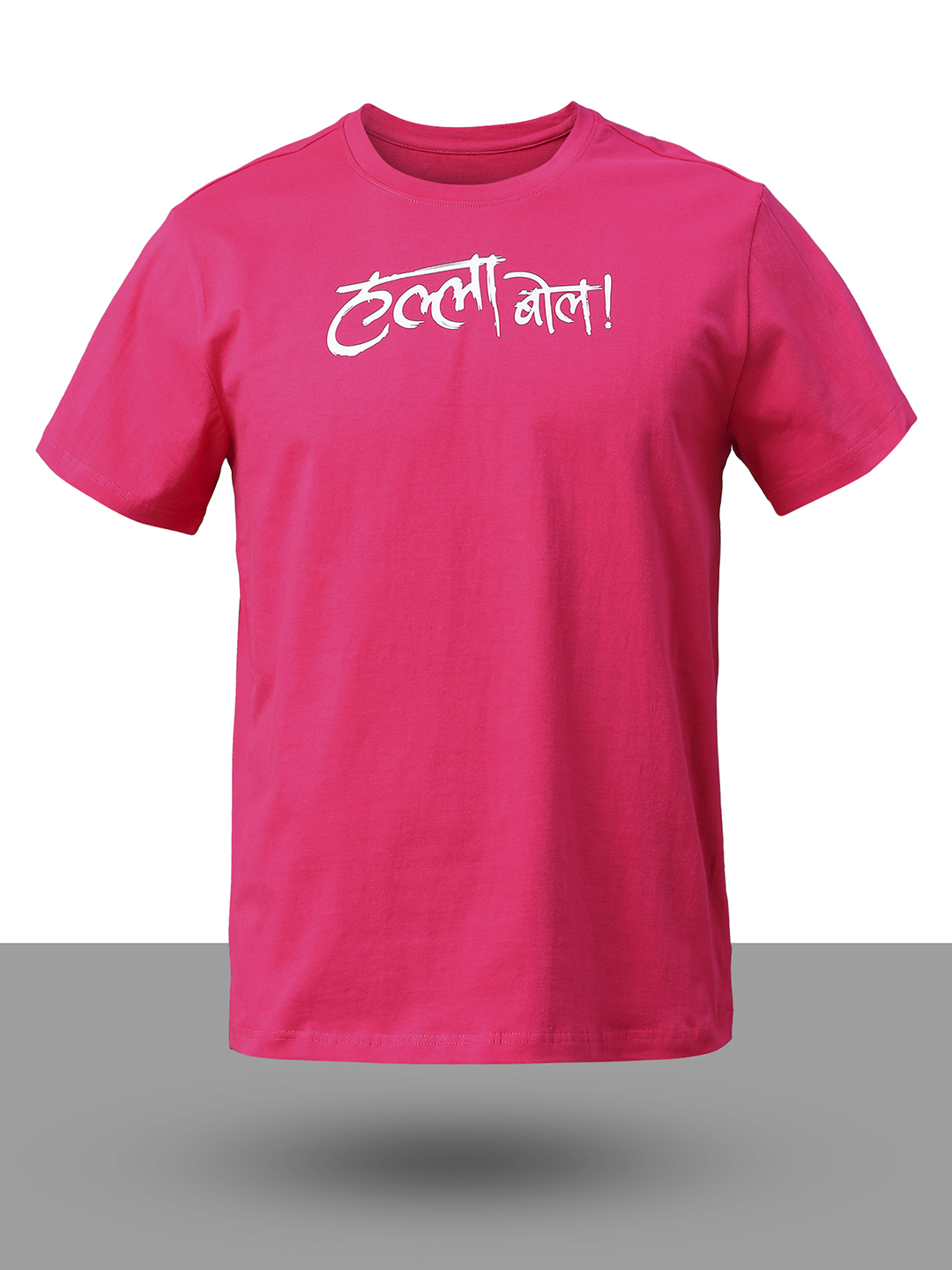 Rajasthan Royals Men Pink and White Printed Hallf Sleeves Round Neck Halla Bol Cotton T-Shirt (6)