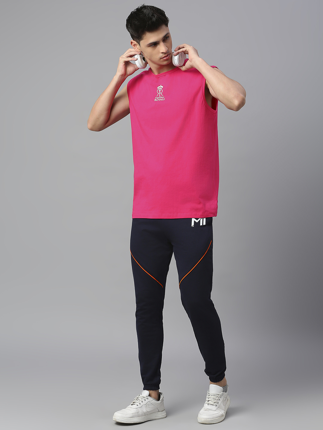 Rajasthan Royals Men Pink Logo Printed Sleeveless Round Neck Cotton Sports Vest (5)