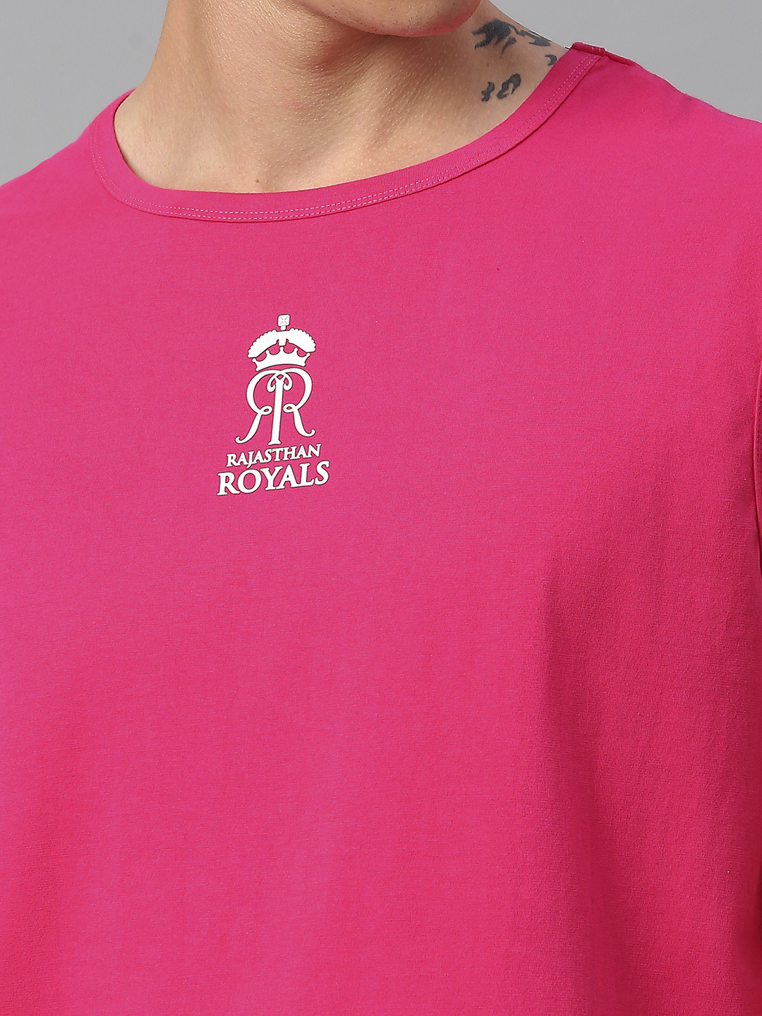 Rajasthan Royals Men Pink Logo Printed Sleeveless Round Neck Cotton Sports Vest (6)
