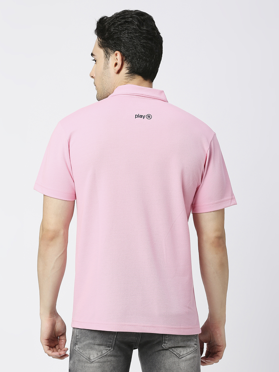 Rajasthan Royals Men Pink Solid Half Sleeves Polo Collar Polyester T-Shirt (4)