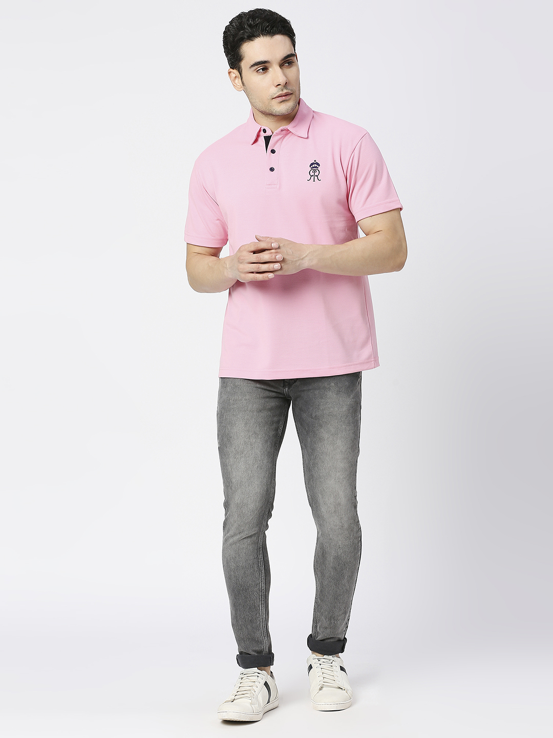 Rajasthan Royals Men Pink Solid Half Sleeves Polo Collar Polyester T-Shirt (5)