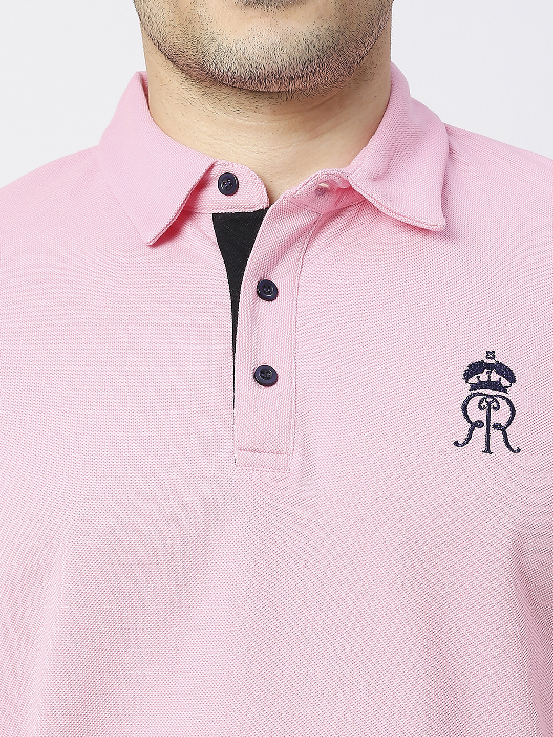 Rajasthan Royals Men Pink Solid Half Sleeves Polo Collar Polyester T-Shirt (6)