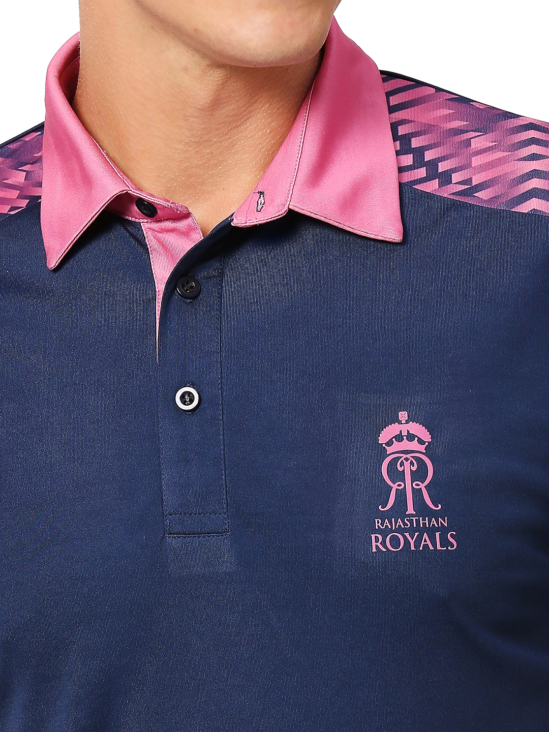 Rajasthan Royals Men Purple and Pink Solid Half Sleeves Polo Collar Travel Polyester T-Shirt (10)