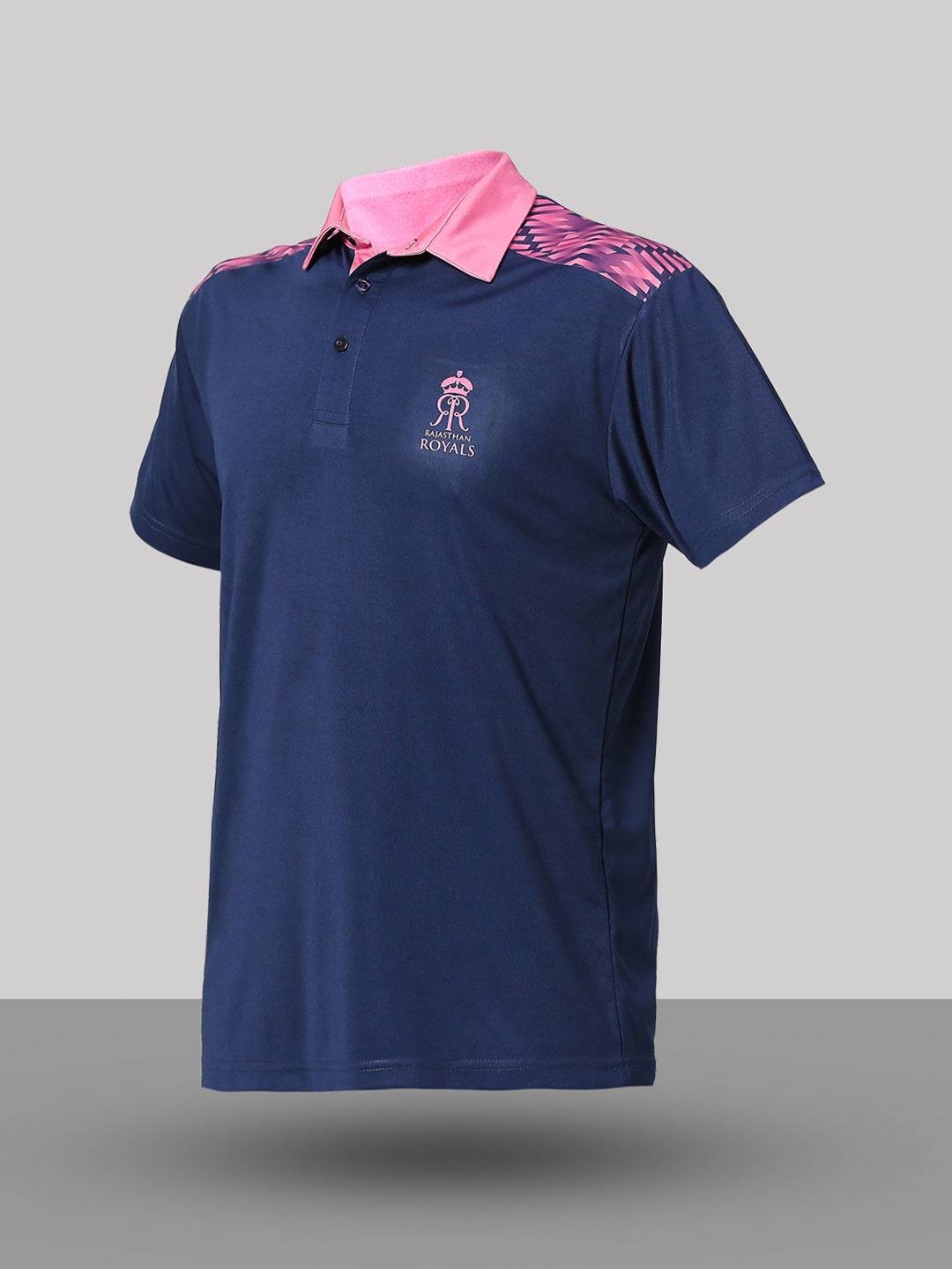 Rajasthan Royals Men Purple and Pink Solid Half Sleeves Polo Collar Travel Polyester T-Shirt (7)