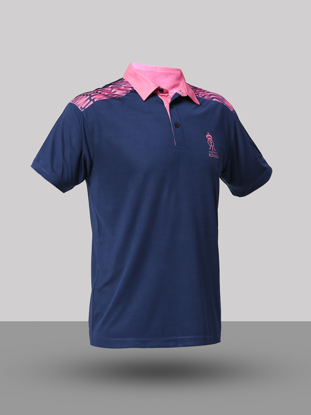 Rajasthan Royals Men Purple and Pink Solid Half Sleeves Polo Collar Travel Polyester T-Shirt (8)
