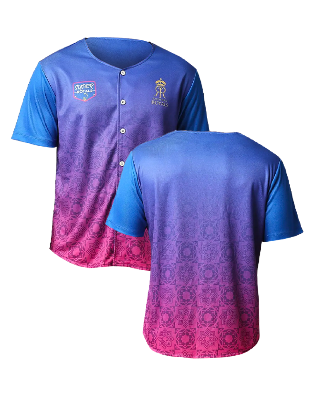 Rajasthan Royals Men Red and Blue Half Sleeves Athletic Baseball Shirt: Customised With Your Name By FanCode (3)
