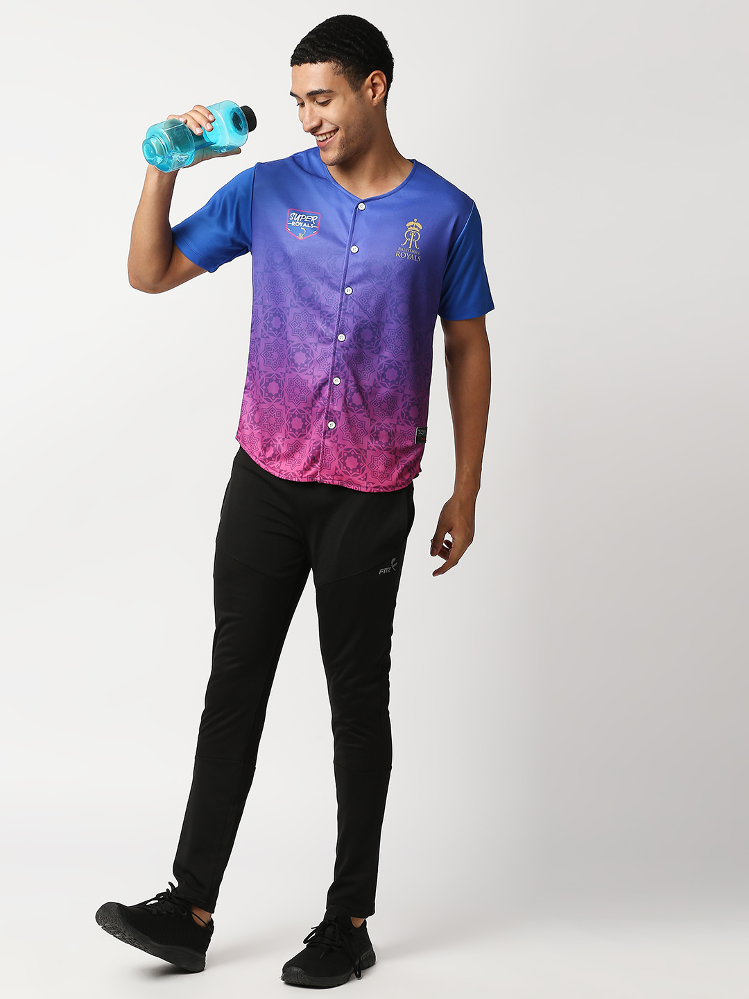 Rajasthan Royals Men Red and Blue Printed Half Sleeves Athletic Baseball Polyester Shirt (4)