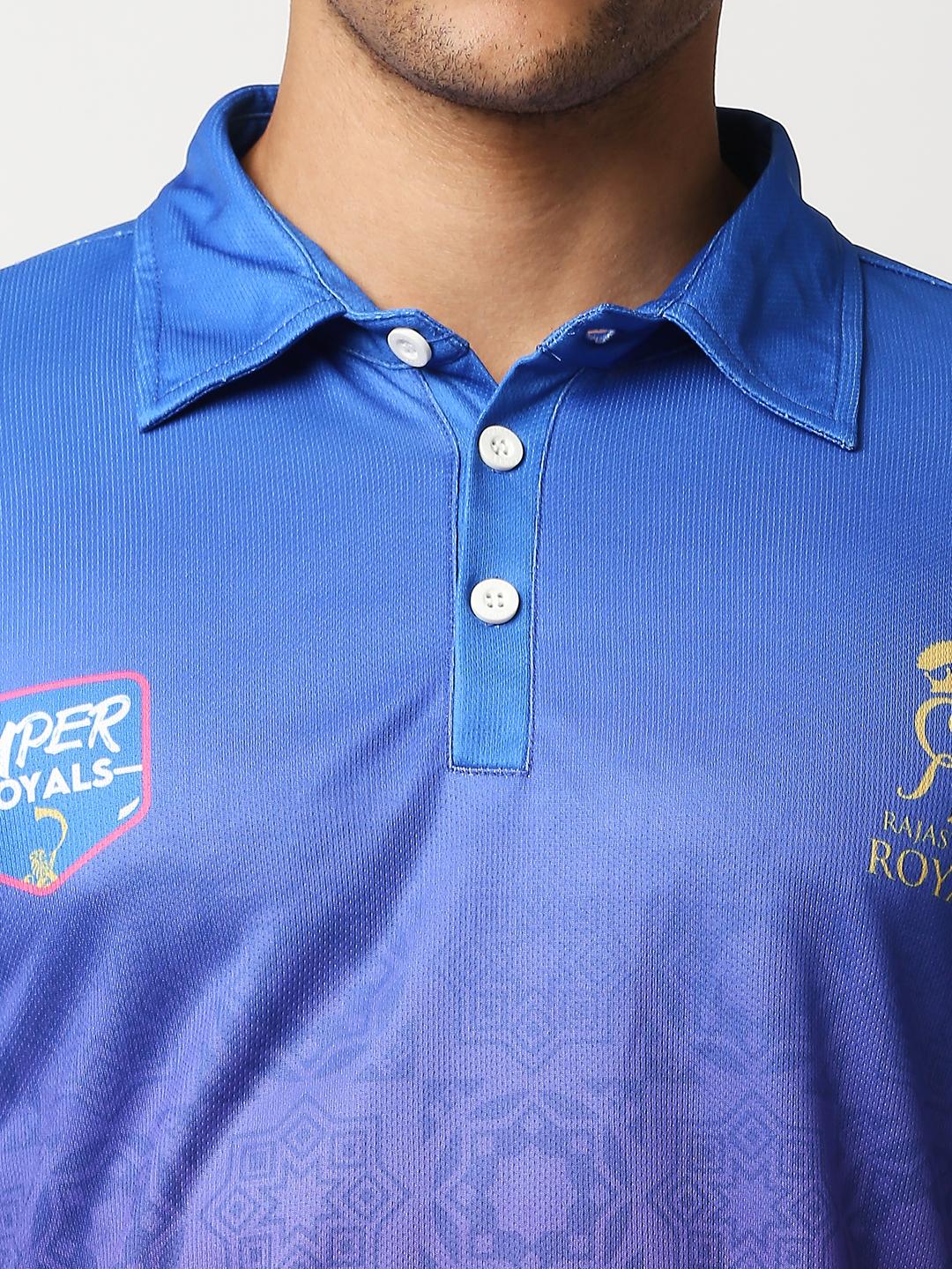 Rajasthan Royals Men Red and Blue Printed Half Sleeves Polo Collar Athletic Cricket T-Shirt (6)