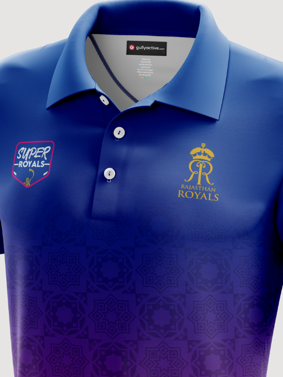 Rajasthan Royals Men Red and Blue Printed Half Sleeves Polo Collar Athletic T-Shirt (4)