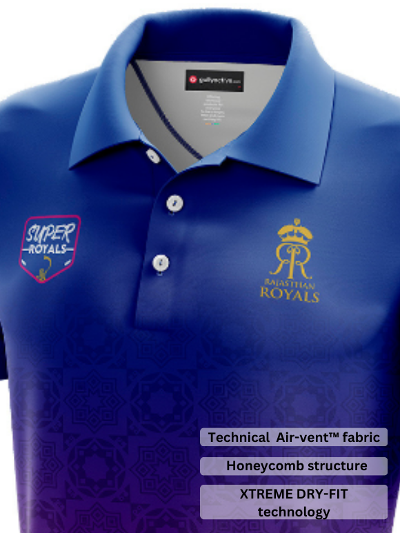 Rajasthan Royals Men Red and Blue Printed Half Sleeves Polo Collar Athletic T-Shirt (5)