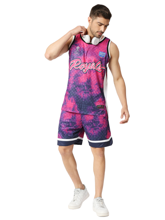 Rajasthan Royals Men Red Typograhy Printed Sleeveless Round Neck Athletic Dunkman Jersey (1)